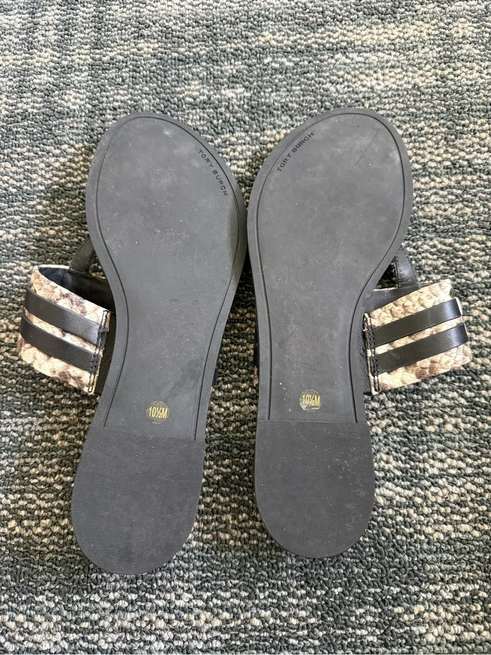 Tory Burch Leigh sandals size 10.5 black snakeskin